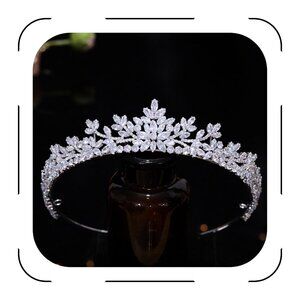 Sparkly Small Zircon Wedding Tiara for Women Handmade Cubic Zirconia Headpiece